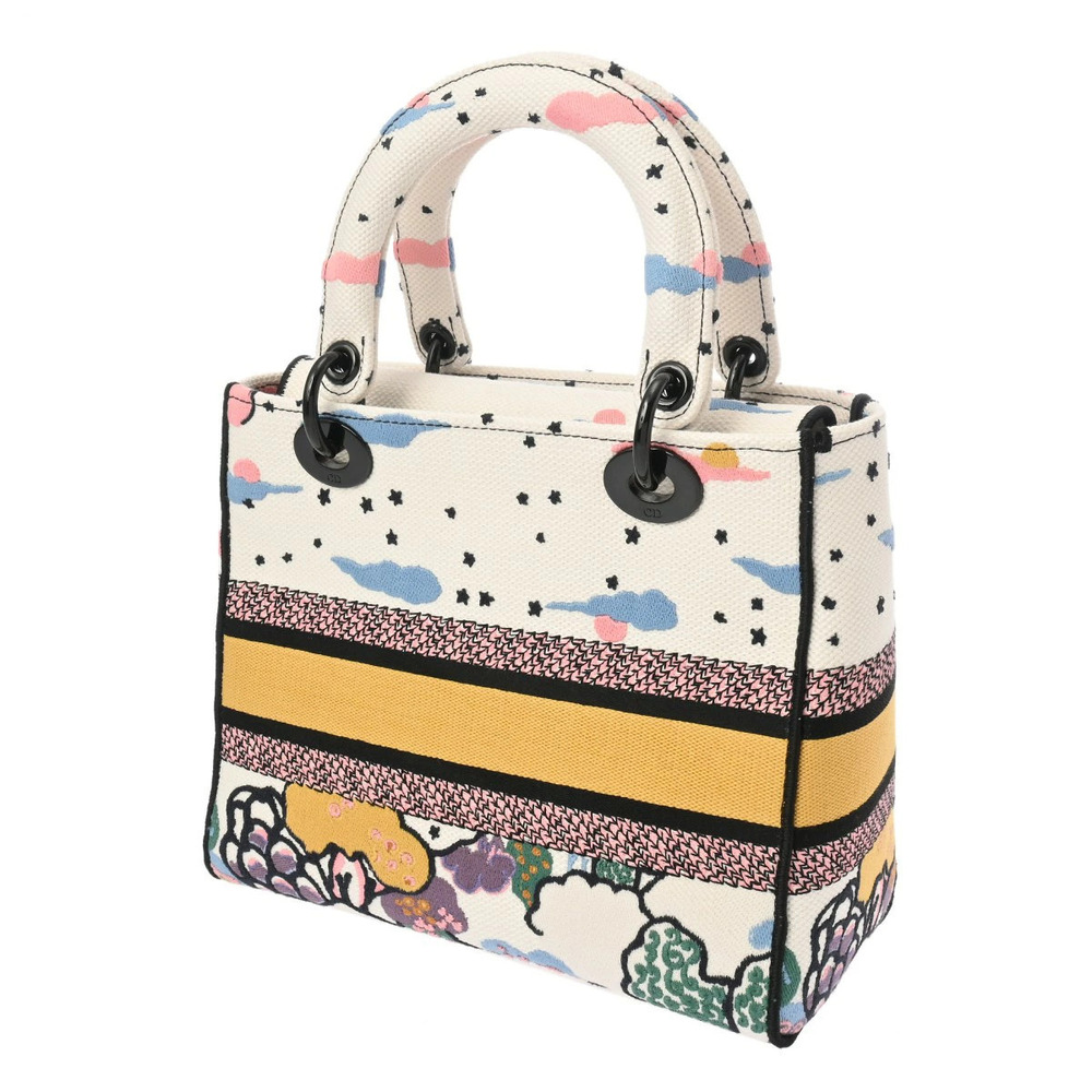 Dior White LITE Handbag Multicolor Canvas CHRISTIAN LADY Bag  D